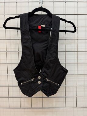 Black Racerback Vest with Zip Pockets